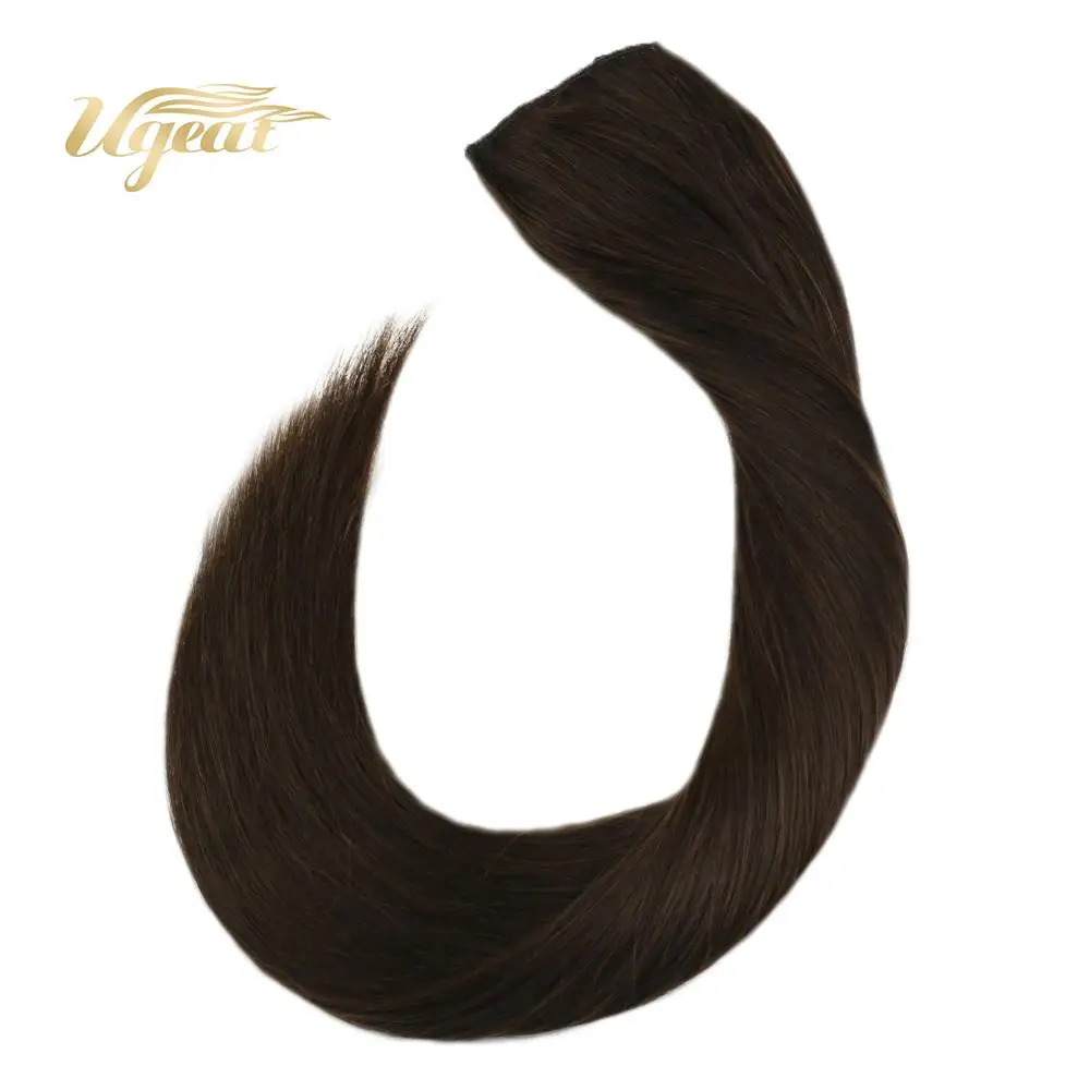 

Ugeat Halo Hair Extensions Real Brazilian Human Hair Extensions 12-22" Non-Remy Straight Human Hair Full Head Weft Hair 70-100G