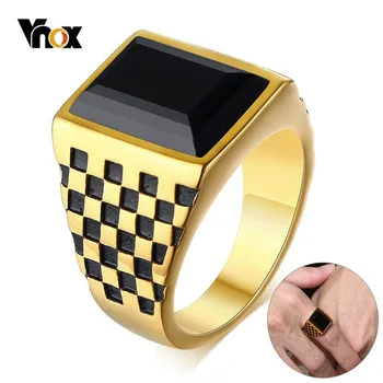 Vnox Checkerboard Texture Ring For Men Big Stone Band Gold Color Hand Polished Stainless Steel Male Chessboard Jewels Size #7-12
Vnox Checkerboard Texture Ring For Men Big Stone Band Gold Color Hand Polished Stainless Steel Male Chessboard Jewels Size #7-12
