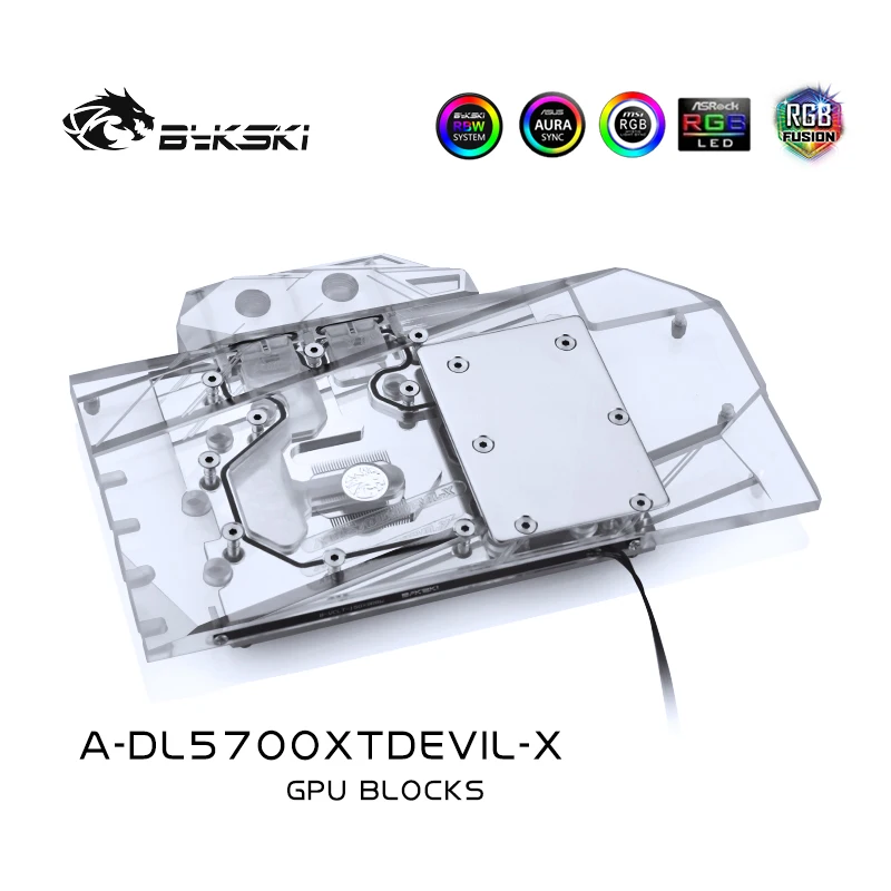 Водяной блок Bykski для PowerColor 5700XT Red DEVIL/ Dragon/полное покрытие медный радиаторный
