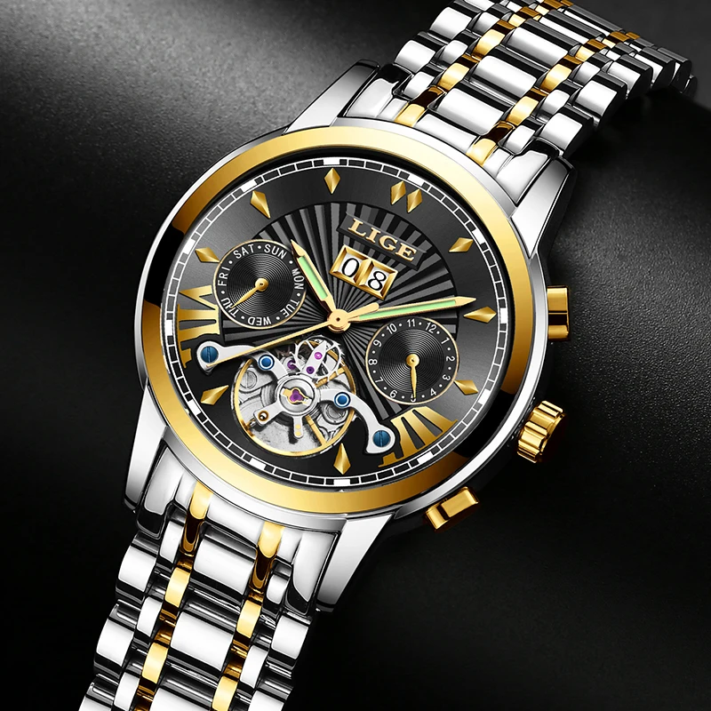 LIGE Men's Watch Business Watch New Tourbillon Automatic Mechanical Watch Men's Waterproof Skeleton Clock Montre Homme + BoX
LIGE Men's Watch Business Watch New Tourbillon Automatic Mechanical Watch Men's Waterproof Skeleton Clock Montre Homme + BoX