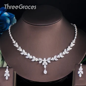 ThreeGraces Simple Fashion Sparkling White Cubic Zirconia Leaf Earrings Necklace Set for Women Bridal Wedding Jewelry Sets JS509
ThreeGraces Simple Fashion Sparkling White Cubic Zirconia Leaf Earrings Necklace Set for Women Bridal Wedding Jewelry Sets JS509