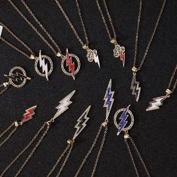 2020 New Color Drip Stainless Steel Lightning Pendant Necklace For Women Initial CZ Necklace Party Wedding Jewelry
2020 New Color Drip Stainless Steel Lightning Pendant Necklace For Women Initial CZ Necklace Party Wedding Jewelry