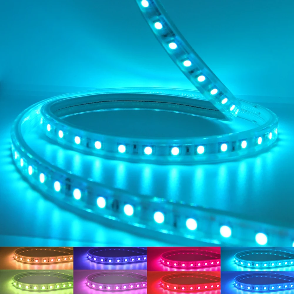 AC 220V RGB LED Strip SMD 5050 60LEDs/m Waterproof Flexible LED Strip RGB With Plug Controller Color Changeable Holiday Lighting
AC 220V RGB LED Strip SMD 5050 60LEDs/m Waterproof Flexible LED Strip RGB With Plug Controller Color Changeable Holiday Lighting