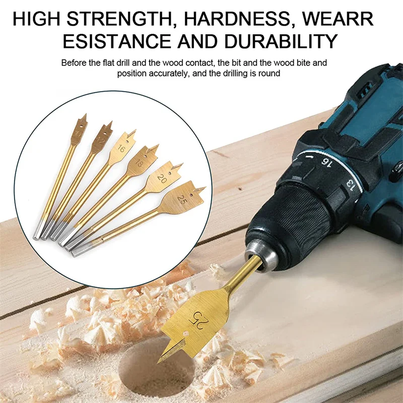 6pcs Titanium Coating Hex Shank Spade Drill Bit Sets Paddle Flat Boring Bit Woodworking Drill Bit Power Tool 10/12/16/18/20/25mm
6pcs Titanium Coating Hex Shank Spade Drill Bit Sets Paddle Flat Boring Bit Woodworking Drill Bit Power Tool 10/12/16/18/20/25mm