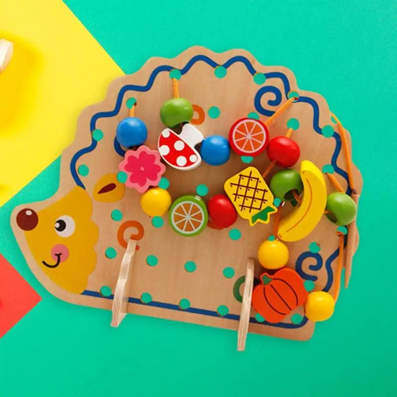 Wooden Fruit Vegetable Lacing Stringing Beads Toy with Hedgehog Board Montessori Educational Toy for Children Kids Gift
Wooden Fruit Vegetable Lacing Stringing Beads Toy with Hedgehog Board Montessori Educational Toy for Children Kids Gift
