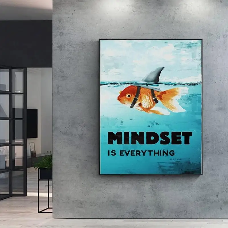 Creative Home Decor Wall Art Canvas Painting "Mindset Is Everything" Shark Turns Into Fish Pictures Inspirational Nordic Poster
Creative Home Decor Wall Art Canvas Painting "Mindset Is Everything" Shark Turns Into Fish Pictures Inspirational Nordic Poster