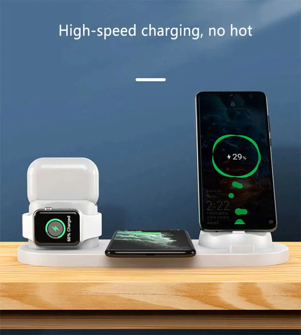 6 in 110W Qi Wireless Charger Dock Station For Iphone Airpods Micro USB Type C Stand Fast Charging 3.0 For Apple Watch Charger 6 in 110W Qi Wireless Charger Dock Station For Iphone Airpods Micro USB Type C Stand Fast Charging 3.0 For Apple Watch Charger