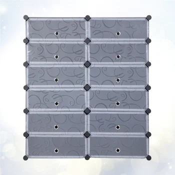 1 Set Shoe Rack Stackable Modular Plastic Durable 12-Cube Closet Cabinet Organizer Living Room Office Home