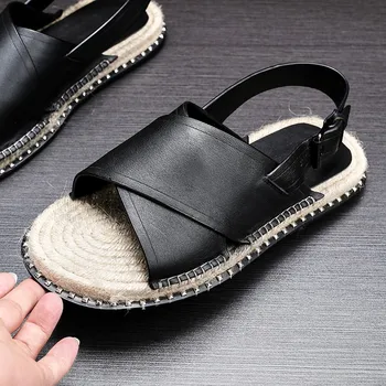 Sandals 100% Real Leather Casual Personality Weave Gladiator Strap Roman Sandal Summer Beach Open Toe Shoes Quality Men Sandales
Sandals 100% Real Leather Casual Personality Weave Gladiator Strap Roman Sandal Summer Beach Open Toe Shoes Quality Men Sandales