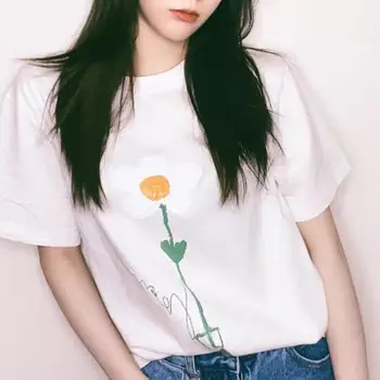Women t-shirt Flower print cotton short-sleeved fashion wild lady T-shirt 2020 spring summer new 
Women t-shirt Flower print cotton short-sleeved fashion wild lady T-shirt 2020 spring summer new