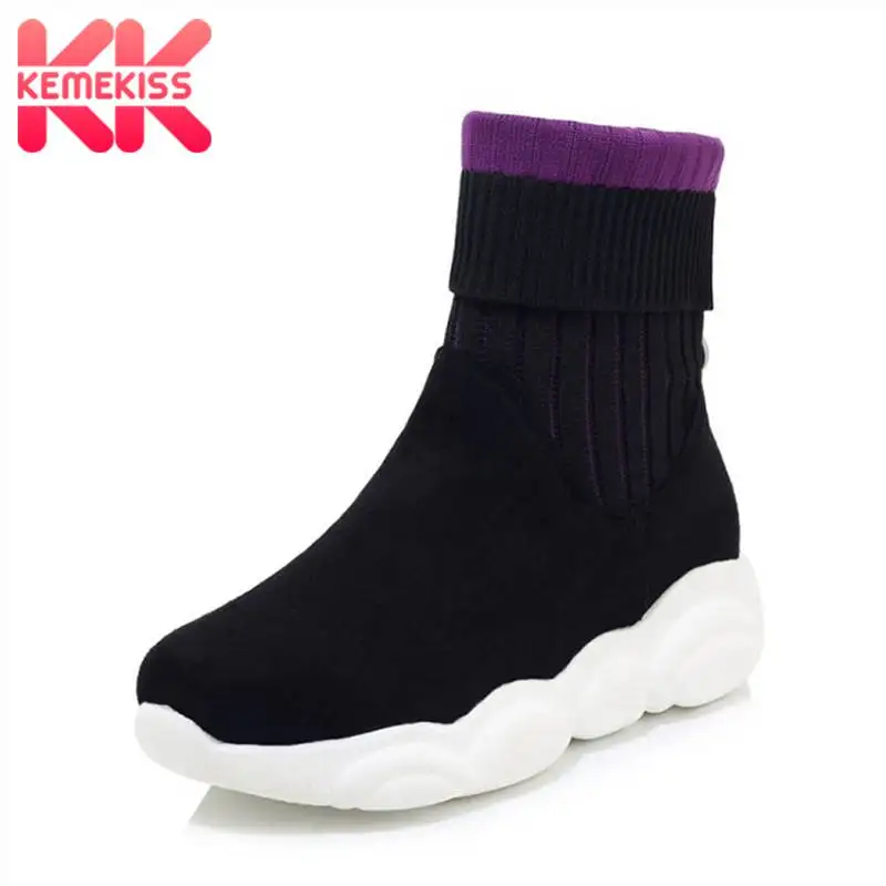 KemeKiss Plus Size 29-46 Ankle Boots For Women Winter Elastic Fly Knitted Sock Shoes Women Sneakers Fashion Stripe Flats Boots 
KemeKiss Plus Size 29-46 Ankle Boots For Women Winter Elastic Fly Knitted Sock Shoes Women Sneakers Fashion Stripe Flats Boots