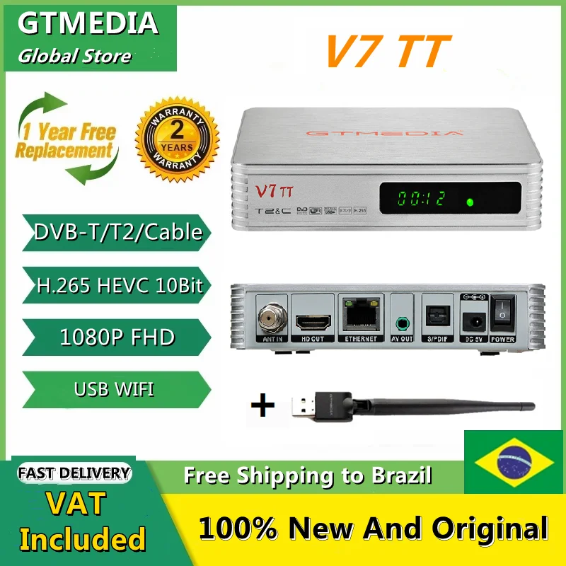 Спутниковый ТВ-приемник GTMEDIA V7 TT декодер кабеля H.265 HEVC 10-битный тюнер USB Wi-Fi TDT