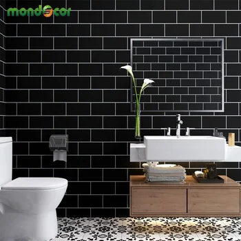 

3M/5M Modern Self Adhesive Tiles Wall Stickers Black White Wall Paper Rolls Living Room Bathroom Waterproof PVC Vinyl Home Decor