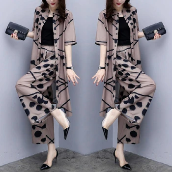 High quality new suit women's summer and Korean casual large cardigan top wide leg pants fashion two piece set
High quality new suit women's summer and Korean casual large cardigan top wide leg pants fashion two piece set