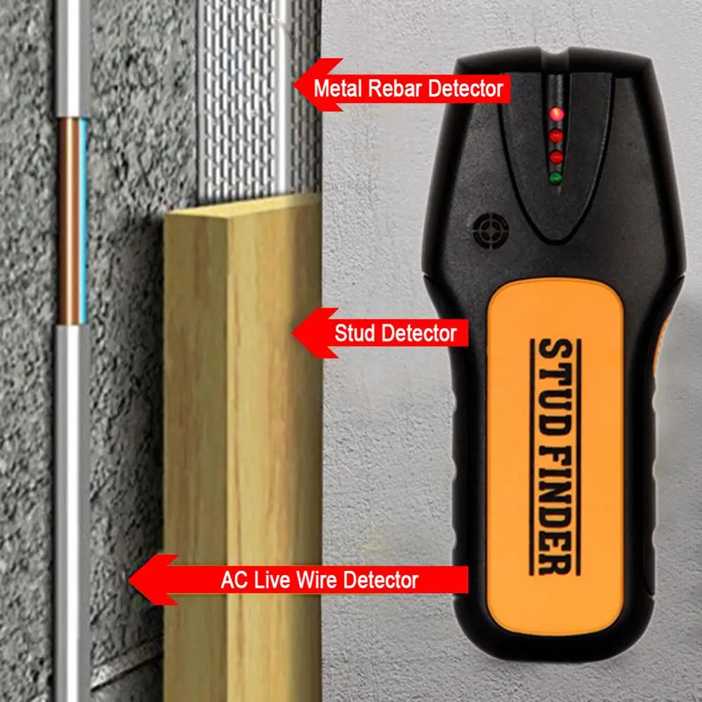 TS78B 3-In-1 Depth Metal Detector Concealed Studs Finder Live Wire Wall Scanner Wall Wood Metal Stud Wire Detector
TS78B 3-In-1 Depth Metal Detector Concealed Studs Finder Live Wire Wall Scanner Wall Wood Metal Stud Wire Detector