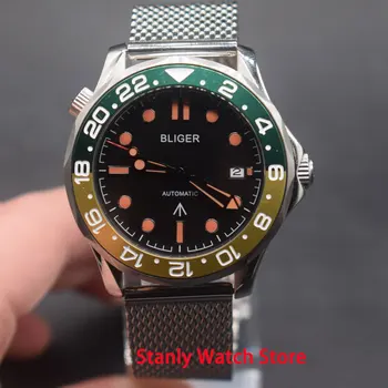 Luxury Bliger 41mm black dial green yellow alloy bezel orange hand miyota 8215 automatic movement men's watch 
Luxury Bliger 41mm black dial green yellow alloy bezel orange hand miyota 8215 automatic movement men's watch