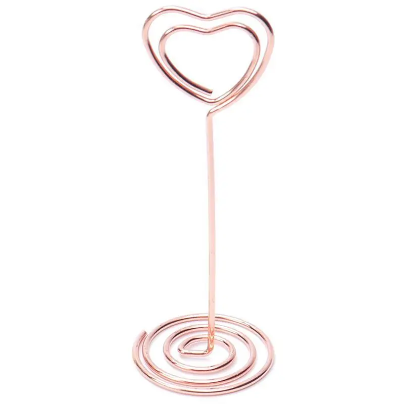 Golden 30 Pieces Mini Place Card Holder Heart Shape Table Picture Stand Wire Tabletop Photo Holder for Wedding Party Number Paper Menu Clips