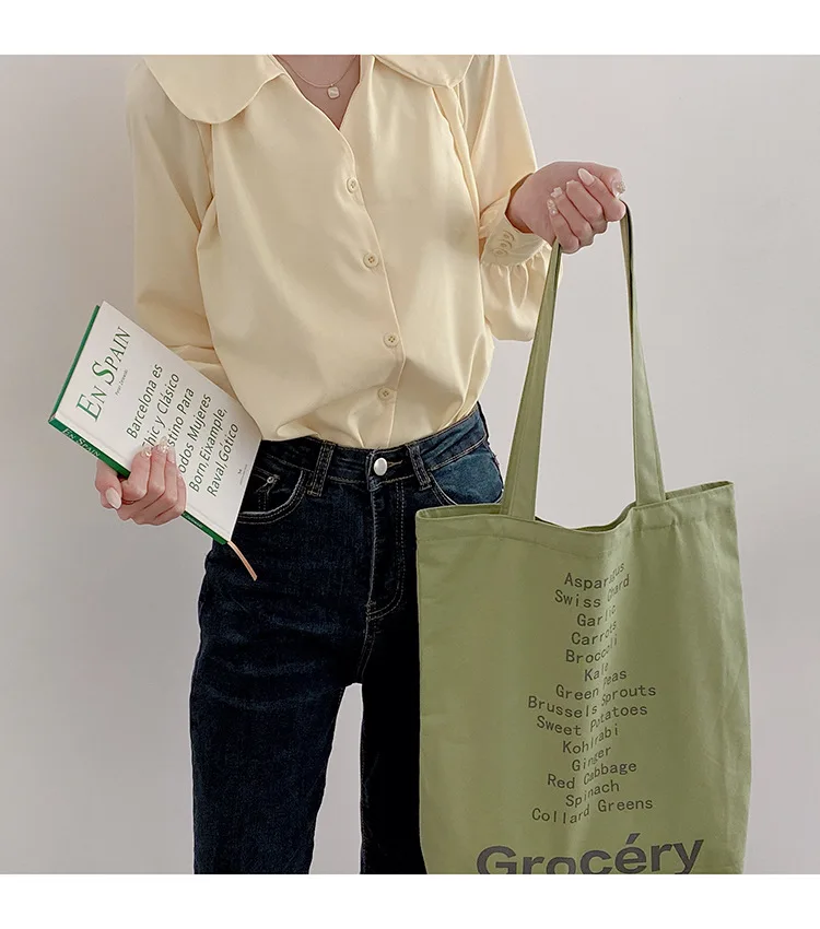 Cute Grocery List Design Canvas Tote Bag - Eco-Friendly Shopping Companion 15 H08c827f116aa45049d85d83acf411044K