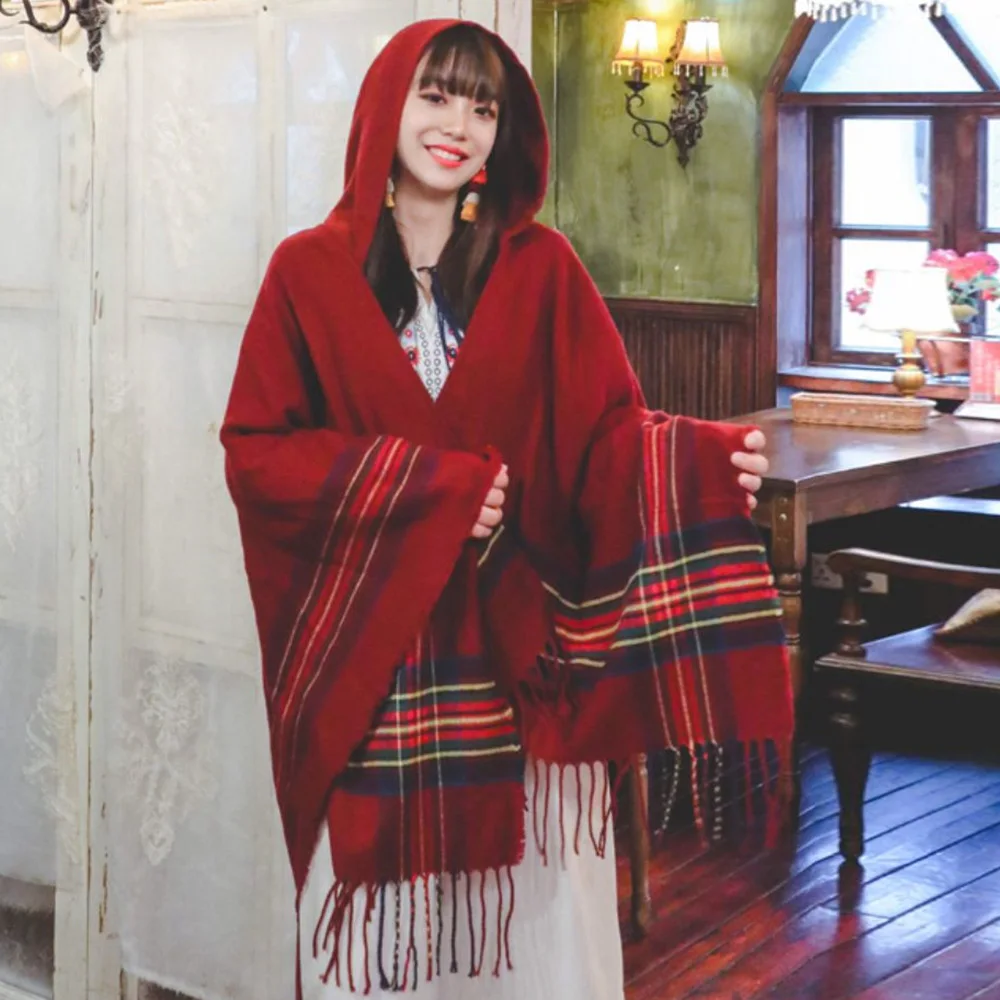 Autumn Winter Women Thick Scarves Christmas Hooded Color Block Bohemian Retro Shawl Dual-purpose Cloak Knitted Warm Scarf
Autumn Winter Women Thick Scarves Christmas Hooded Color Block Bohemian Retro Shawl Dual-purpose Cloak Knitted Warm Scarf