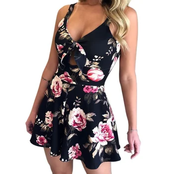 Sexy Women Playsuits Casual Sling Bow Tie Summer Jumpsuit Sexy V-Neck Hollow Out Floral Printed Slim Jumpsuit
Sexy Women Playsuits Casual Sling Bow Tie Summer Jumpsuit Sexy V-Neck Hollow Out Floral Printed Slim Jumpsuit