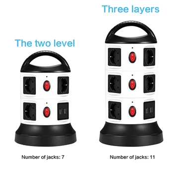 Vertical Rotating Power Socket Strip EU Plug 2USB Converter 11 AC Outlet 1.8m 6ft Retractable Extension Cord Individually Switch
Vertical Rotating Power Socket Strip EU Plug 2USB Converter 11 AC Outlet 1.8m 6ft Retractable Extension Cord Individually Switch