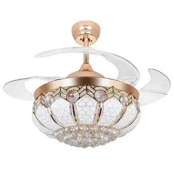 42 Inch Invisible Crystal Ceiling Fan with LED Light and Remote, 4 Retractable ABS Blades Fan Chandelier for Bedroom Diningroom
42 Inch Invisible Crystal Ceiling Fan with LED Light and Remote, 4 Retractable ABS Blades Fan Chandelier for Bedroom Diningroom