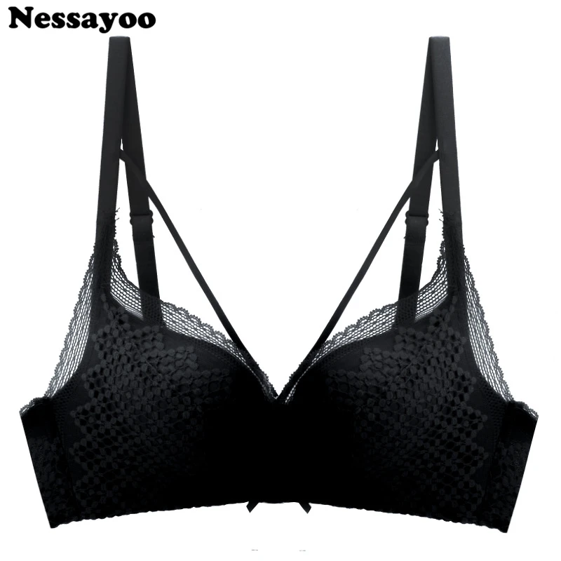 

Small breast push up bras set for women lace bh brassiere young girl sexy bralette wireless thin brief underwear panty 75AB 80AB