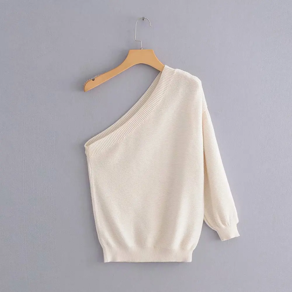 2019 Новое Женское модное на одно плечо однотонное повседневное свитер для улицы