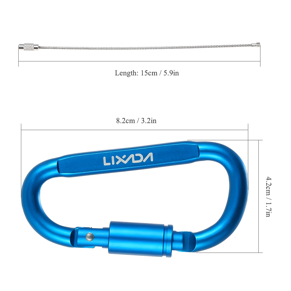 Lixada 9 Pack Aluminum Alloy D-ring Locking Carabiner Clip Set Screw Lock Hanging Hook Buckle Keychain with Steel Wire Ring
Lixada 9 Pack Aluminum Alloy D-ring Locking Carabiner Clip Set Screw Lock Hanging Hook Buckle Keychain with Steel Wire Ring