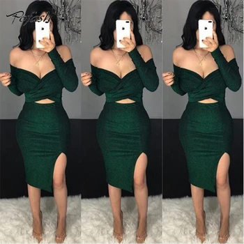 POFASH Off Shoulder Ruched Glitter Party Dress Long Sleeve Green Sequin Gold Lurex Bodycon Dress Hollow Out Midi Slit Sexy Dress
POFASH Off Shoulder Ruched Glitter Party Dress Long Sleeve Green Sequin Gold Lurex Bodycon Dress Hollow Out Midi Slit Sexy Dress