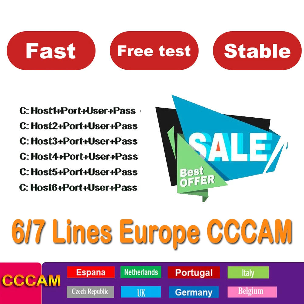 HD DVB-S2 7 lines oscam for 1 Year Europe Cccams support Satellite Germany Spain TV Receiver GTmedia V8 Nova Freesat V7 Italy
HD DVB-S2 7 lines oscam for 1 Year Europe Cccams support Satellite Germany Spain TV Receiver GTmedia V8 Nova Freesat V7 Italy