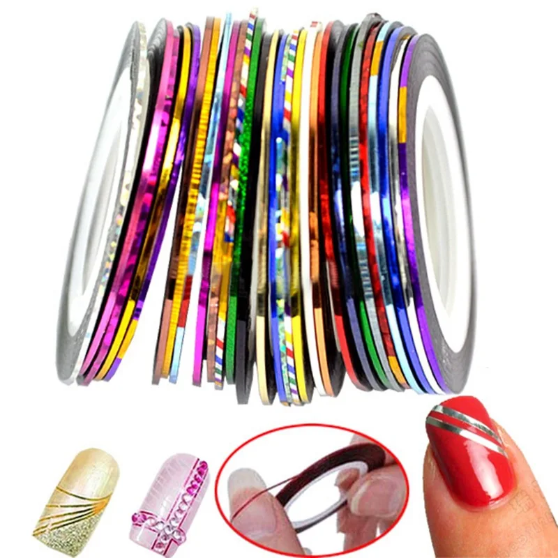 600set/lot Mix Styles 0.1x200cm Eco-Friendly 3D Manicure Nail Stickers Cannetille Solid Laser Rainbow Art Supplies HA1845 | Красота и