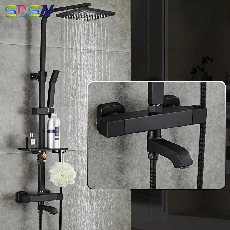 SDSN Thermostatic Shower Set 38 Temperature Bathroom Shower System Quality Brass Bathtub Mixer Faucet Rainfall Bath Shower Head
SDSN Thermostatic Shower Set 38 Temperature Bathroom Shower System Quality Brass Bathtub Mixer Faucet Rainfall Bath Shower Head