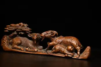 Wedding Decoration 8" China Lucky Seikos Boxwood Goat statue Three sheep playing wood carving Sanyang Kaitai
Wedding Decoration 8" China Lucky Seikos Boxwood Goat statue Three sheep playing wood carving Sanyang Kaitai