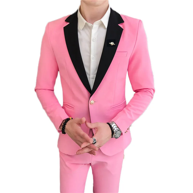 2019 autumn men's one-button suits men's contrast collar two-piece suits (blazert + suit pants) men's fashion slim casual suit
2019 autumn men's one-button suits men's contrast collar two-piece suits (blazert + suit pants) men's fashion slim casual suit