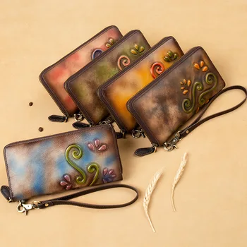 Genuine Leather Women's Long Wallets Vintage Embossed Purse Top Layer Cowhide Mobile Phone Bag Casual Zipper Handmade Clutch Bag
Genuine Leather Women's Long Wallets Vintage Embossed Purse Top Layer Cowhide Mobile Phone Bag Casual Zipper Handmade Clutch Bag