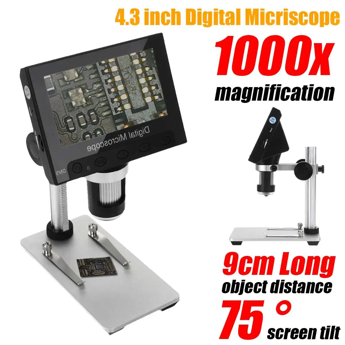 1000x 2.0MP USB Digital Electronic Microscope DM5 4.3"LCD Display VGA Digital Microscope 8 LED Stand for PCB Motherboard Repaire
1000x 2.0MP USB Digital Electronic Microscope DM5 4.3"LCD Display VGA Digital Microscope 8 LED Stand for PCB Motherboard Repaire