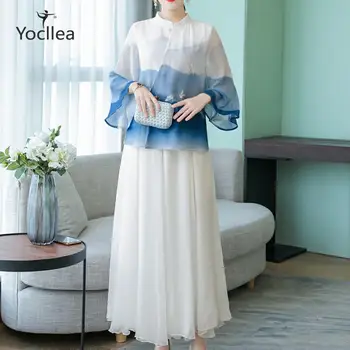 2020 New Arrival Spring summer 2 piece women's sets Chinese style Tang suit top chiffon dress Zen Dance suit
2020 New Arrival Spring summer 2 piece women's sets Chinese style Tang suit top chiffon dress Zen Dance suit