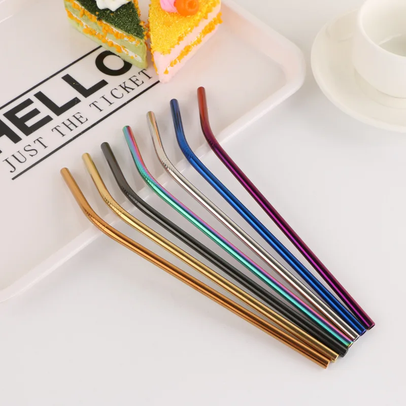 4-6Pcs-Colorful-Reusable-Drinking-Straw-High-Quality-304-Stainless-Steel-Metal-Straw-with-Cleaner-Brush-For