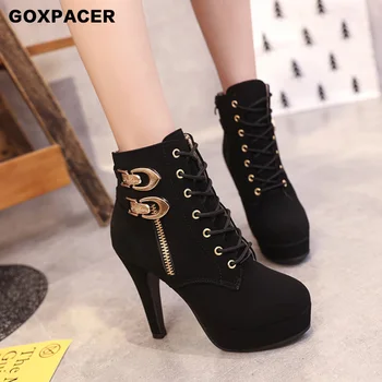 GOXPACER 2019 Winter High-heeled slim-heeled waterproof platform side zipper boots women's shoes laced Martin boots Women'sBoots
GOXPACER 2019 Winter High-heeled slim-heeled waterproof platform side zipper boots women's shoes laced Martin boots Women'sBoots