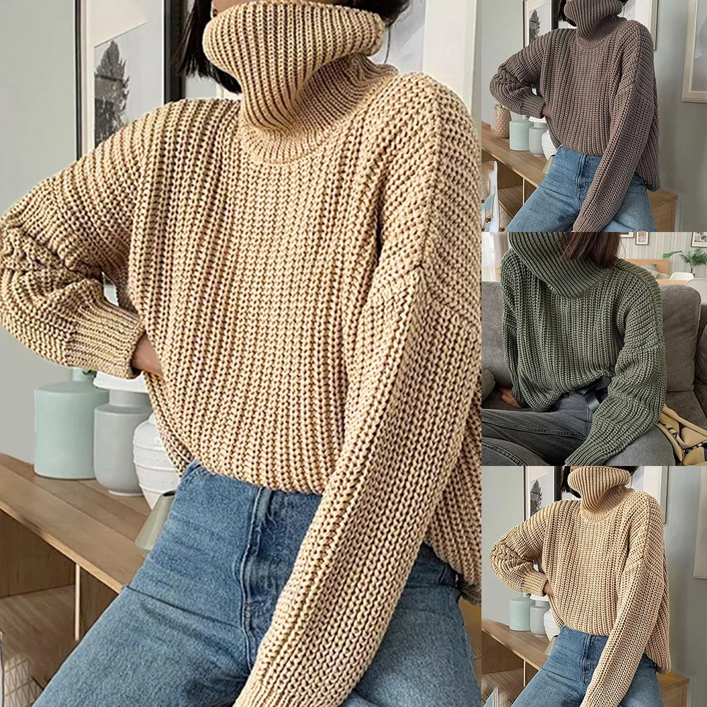 2020 Korean Turtleneck Women Sweaters Autumn Winter Thick Warm Khaki Pullover Casual Loose Solid Jumper Oversized Sweaters Tops
2020 Korean Turtleneck Women Sweaters Autumn Winter Thick Warm Khaki Pullover Casual Loose Solid Jumper Oversized Sweaters Tops