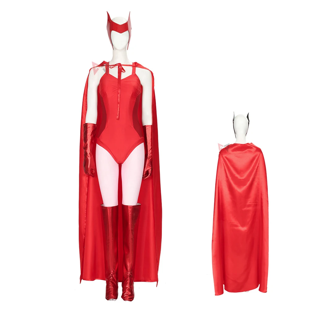 

New Scarlet Witch Wanda Maximoff Cosplay Costume Women Girls Cloak Dress Outfits Custom Size Halloween Carnival Set