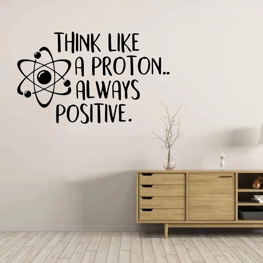 

Think Like A Proton Always Positive Wall Decal Science Poster Inspirational Quote Wall Sticker School Education Vinyl Art Decals