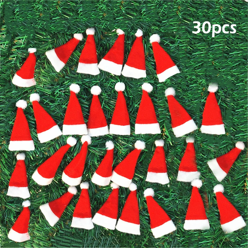 15/30pcs mini santa claus hat christmas party xmas decor holiday