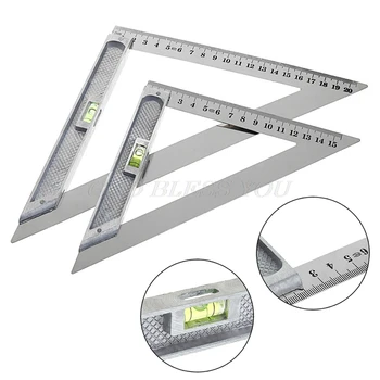 

150mm 200mm Triangle Ruler 90 degrees Alloy with Bead Horizontal Woodworking Measuring Tool for School,Building,Office