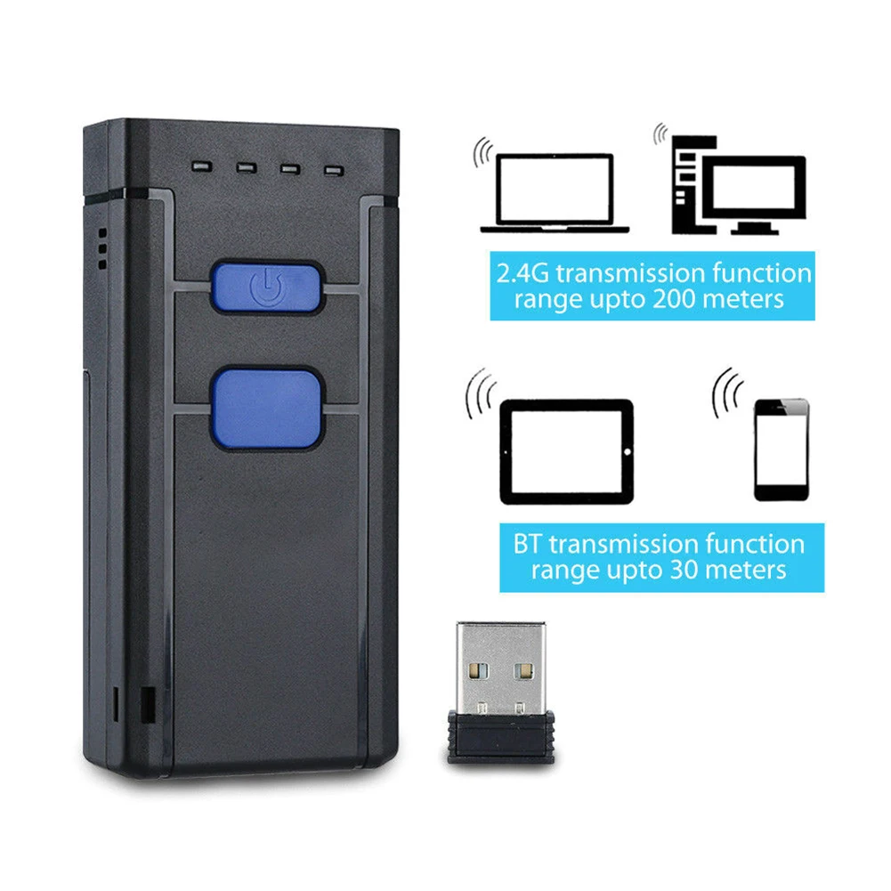 Mini Barcode Scanner USB Wired/Bluetooth/ 2.4G Wireless 1D 2D 3D PDF 2877 Bar code for iPad iPhone Android Tablets PC
Mini Barcode Scanner USB Wired/Bluetooth/ 2.4G Wireless 1D 2D 3D PDF 2877 Bar code for iPad iPhone Android Tablets PC