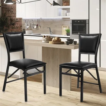 Set of 2 Metal Black Modern Folding Chair Dining Chairs Solid Metal Construction PU Leather Padded Seat and Back Chairs HW52161
Set of 2 Metal Black Modern Folding Chair Dining Chairs Solid Metal Construction PU Leather Padded Seat and Back Chairs HW52161