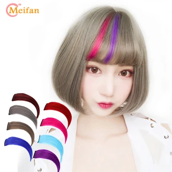 MEIFAN Short Straight Color Hair Piece Clip in One Pieces Hair Extensions Rainbow Hair Streak Pink Synthetic Hair Strands
MEIFAN Short Straight Color Hair Piece Clip in One Pieces Hair Extensions Rainbow Hair Streak Pink Synthetic Hair Strands