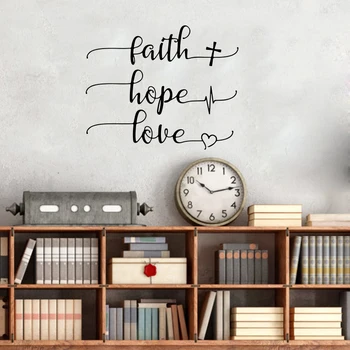 

Faith Hope Love Laptop Wall Sticker Classroom Bedroom Faith Hope Love cross heart Christian Bible Verse Car Wall Decal