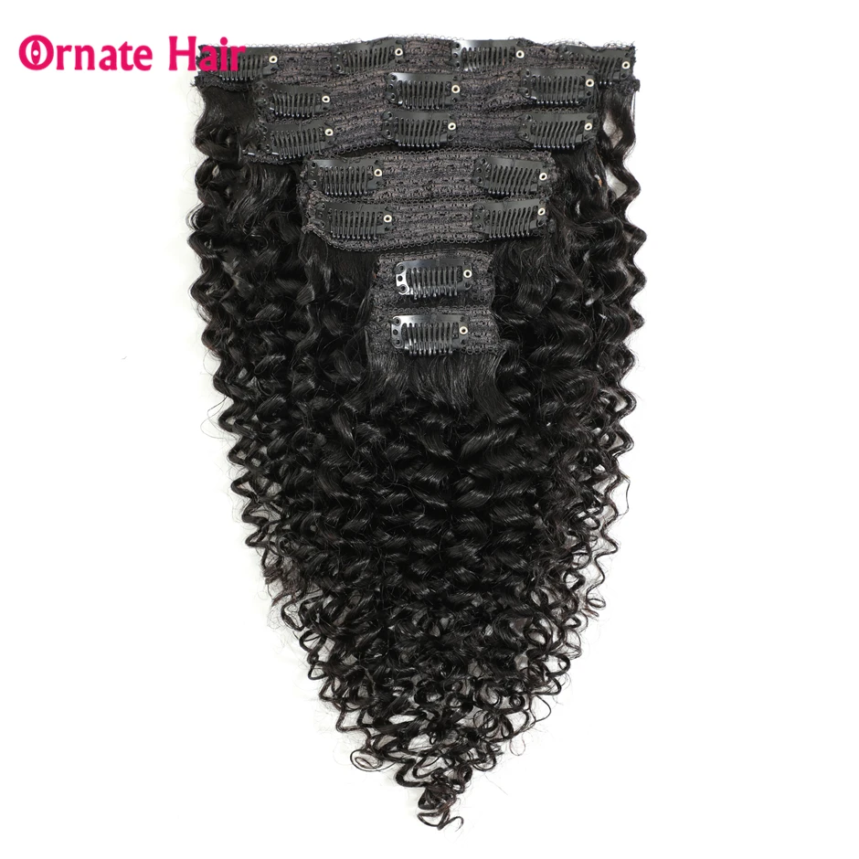 

Clip in Hair Extensions Mongolian Kinky Curly Hair Clip ins Remy Human Hair 7Pcs/Set 100G For a Full Head Free Shipping